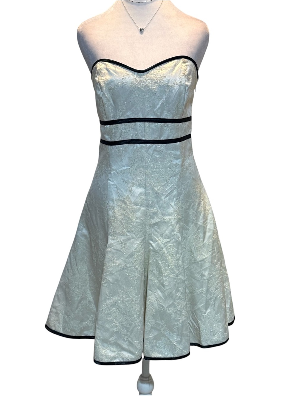 VTG Jessica McClintock Gunne Sax Ivory Brocade Strapless Cocktail Dress